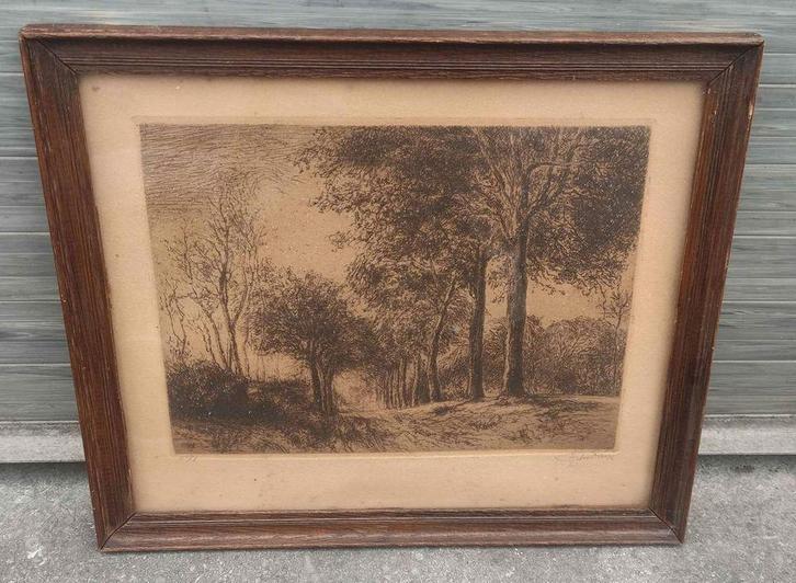 Gravure sous bois signe Victor dieu, Antiquités & Art, Art | Eaux-fortes & Gravures, Enlèvement ou Envoi