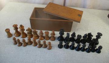 32 pièces d'échecs en bois Prima dans une boîte en bois, Enlèvement ou Envoi, Comme neuf