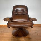 vintage fauteuil leder swivel chair, 75 tot 100 cm, Metaal, Vintage, 75 tot 100 cm