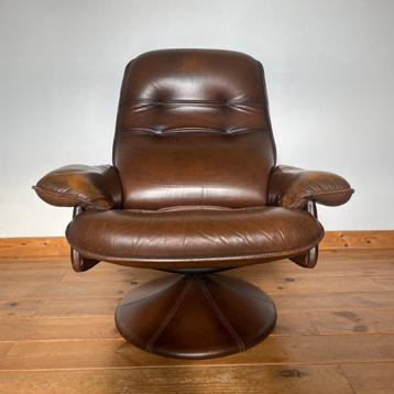 vintage fauteuil leder swivel chair