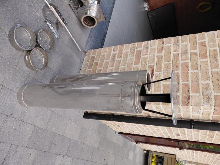 Inox dubbelwandige schouwelementen 150 mm, Doe-het-zelf en Bouw, Buizen en Afvoer, Gebruikt, Inox, Ophalen