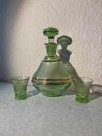 Vintage karaf en 2 borrelglaasjes booms glas, Antiek en Kunst, Ophalen of Verzenden