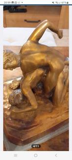 Schitterend gouden bronzen bord Rodin (the wrestlers), Antiek en Kunst, Ophalen, Brons