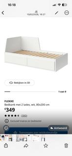 Bed Ikea, kleur wit, uitschuifbaar, afmeting: zie foto, Ophalen, Overige materialen, Sober, Eenpersoons