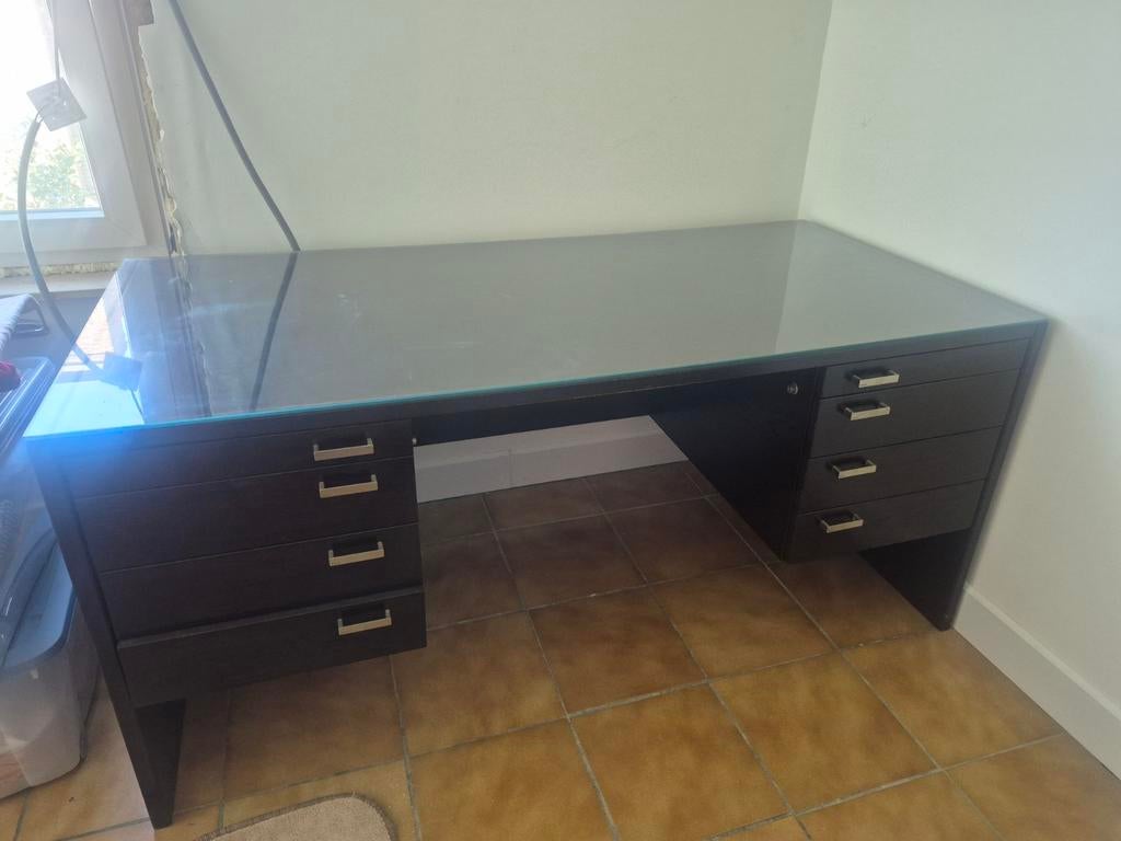 Bureau BULO, Maison & Meubles, Bureaux, Utilisé, Bureau-armoire combiné, Autres marques, Vintage, Bois, Brun, Avec tiroirs, Rehausseur