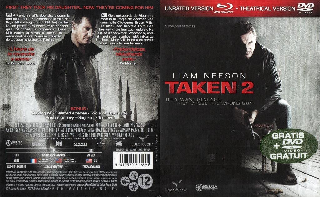 taken 2 (blu-ray) neuf, CD & DVD, Blu-ray, Comme neuf, Thrillers et Policier, Enlèvement ou Envoi