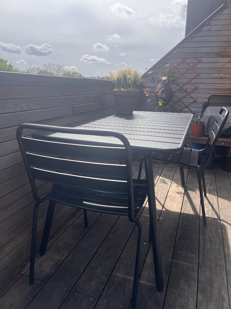 Tuintafel en tuistoelen, Tuin en Terras, Ophalen, Zo goed als nieuw, Rechthoekig, Metaal