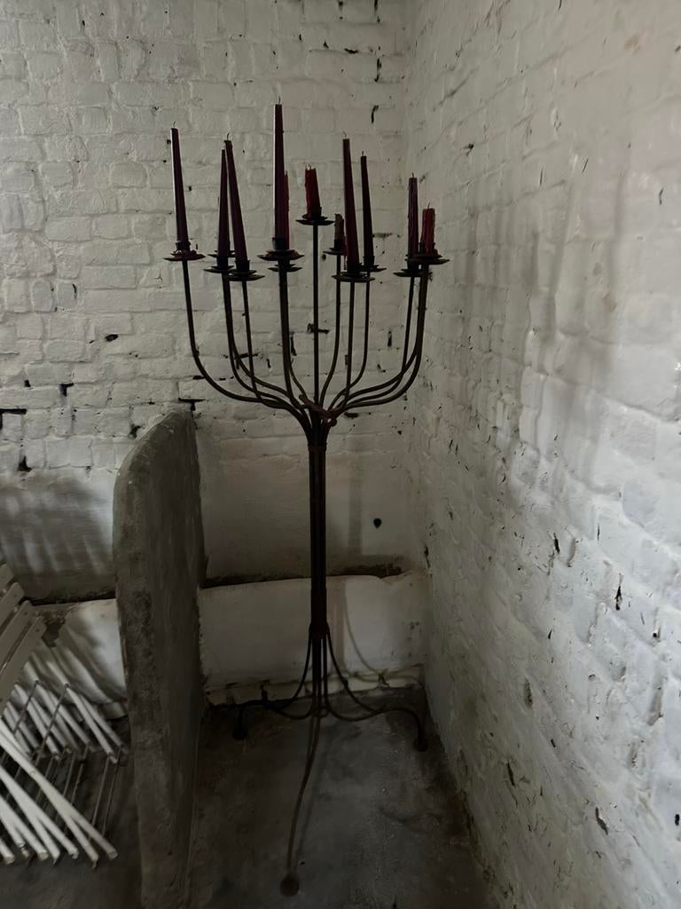 Kandelaar in ijzer / chandelier en fer, Enlèvement, Utilisé, Chandelier