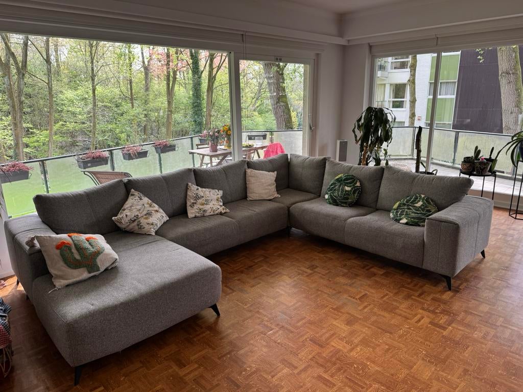 Grand canapé à donner gratuitement, Ophalen, Gebruikt, Stof, Gris