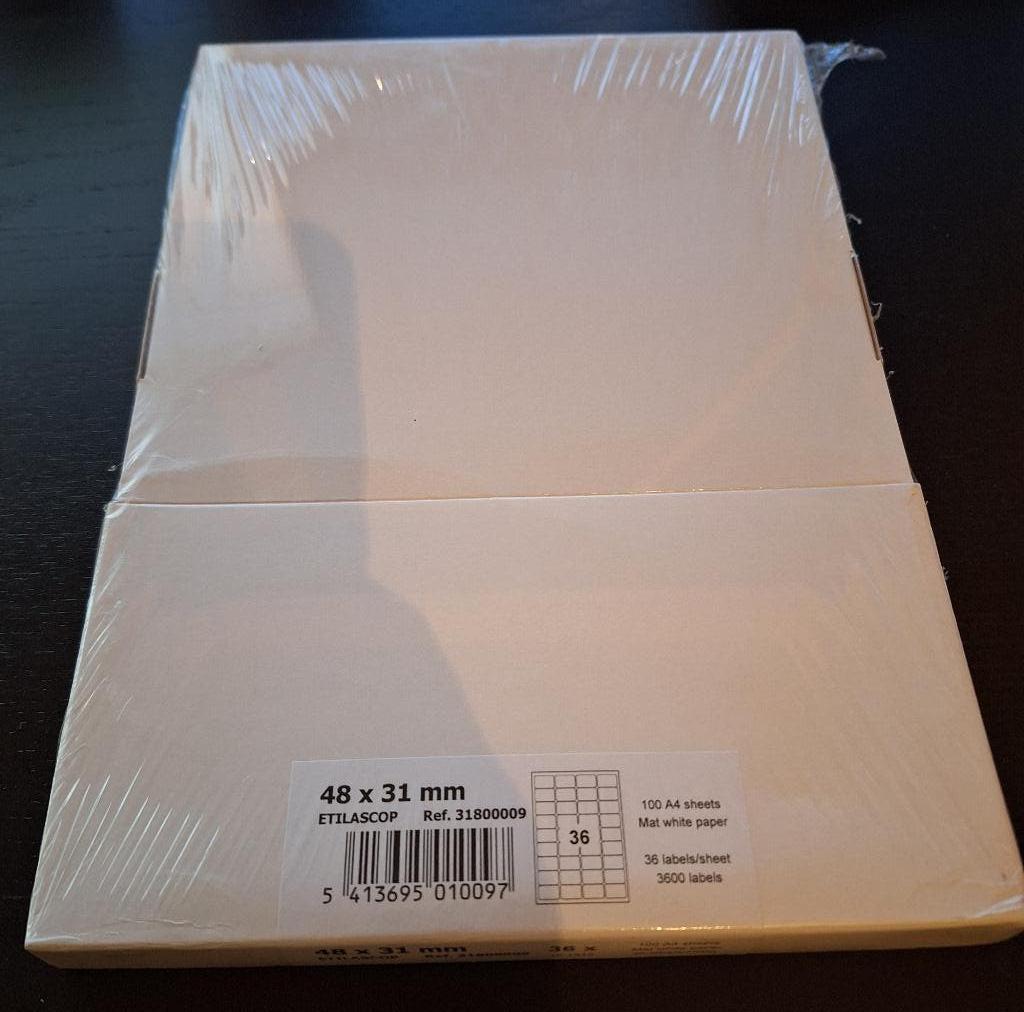 Kantoor etiketten 48x31MM (36/vel - 100 vellen), Zakelijke goederen, Verzenden, Nieuw in verpakking