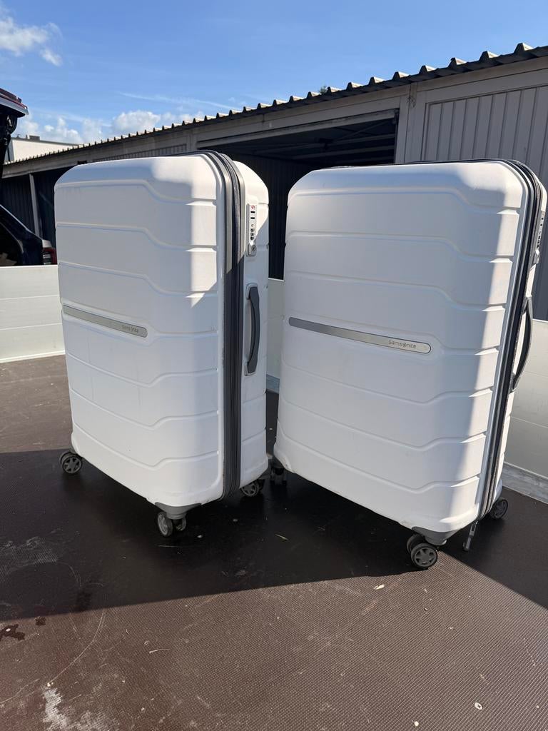 2x Samsonite grote reiskoffers – wit – met TSA slot, Handtassen en Accessoires, Koffers, Ophalen, Slot