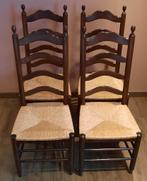4 chaises en chêne massif avec sièges en rotin tressé, Brun, Enlèvement, Utilisé, Bois