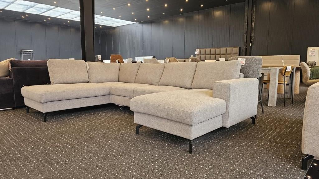 AQ Diano Hoekzetel NIEUW Grijs stof 304x198x148cm +Levering, Ophalen, Nieuw, Grijs