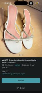 Sandales à strass Mango Talons blancs en strass — Taille 38, Enlèvement ou Envoi, Comme neuf, Blanc, Sandales et Mûles