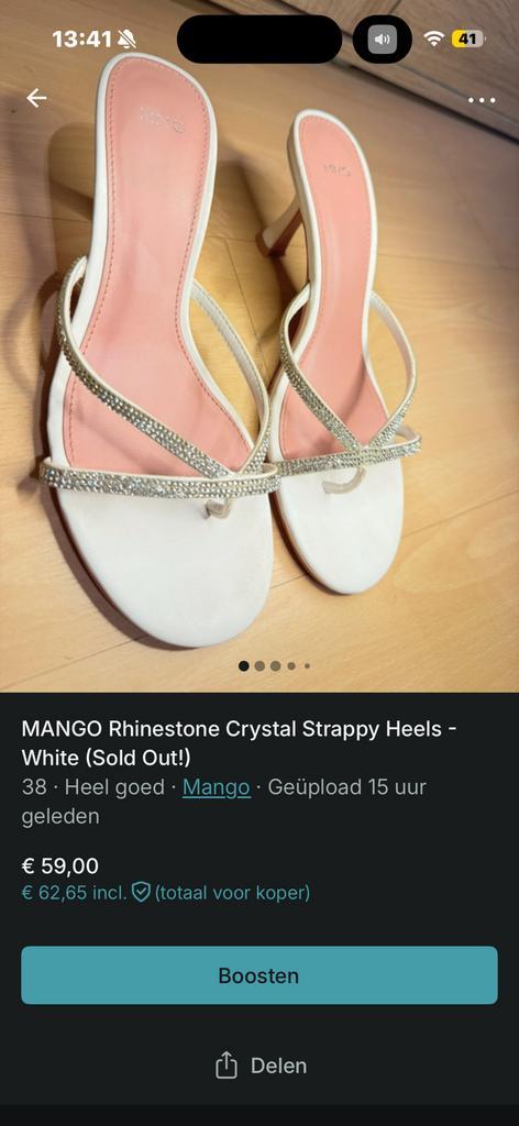 Mango Strass Sandalen – Witte Hakken met Steentjes – Maat 38, Kleding | Dames, Schoenen, Zo goed als nieuw, Sandalen of Muiltjes