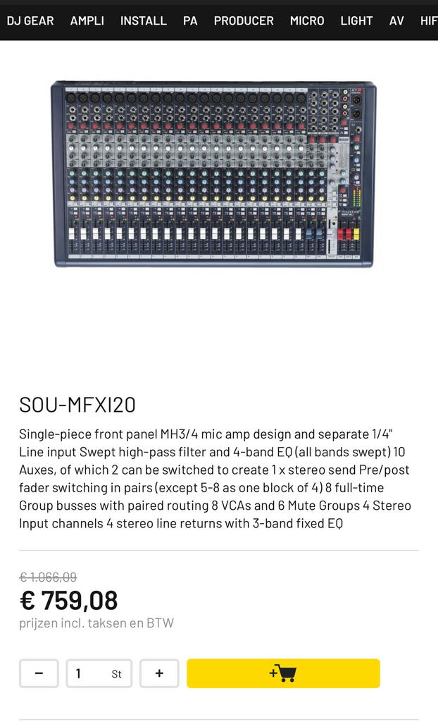 Soundcraft mengtafel MFX120, Muziek en Instrumenten, Mengpanelen, Ophalen, Zo goed als nieuw
