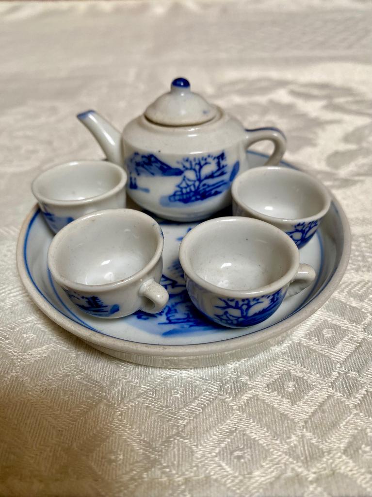 Charmant Chinees Miniserviesje delfts blauw 7 dl, Enlèvement ou Envoi, Comme neuf