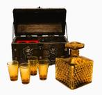 Oud likeurkistje met glaasjes en karaf, Antiek en Kunst, Ophalen of Verzenden