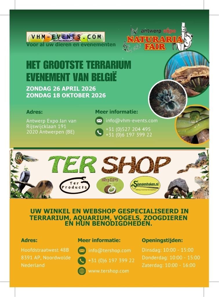 Naturaria Fair Antwerpen 26-04-2026 België grootste, Dieren en Toebehoren, Amfibie