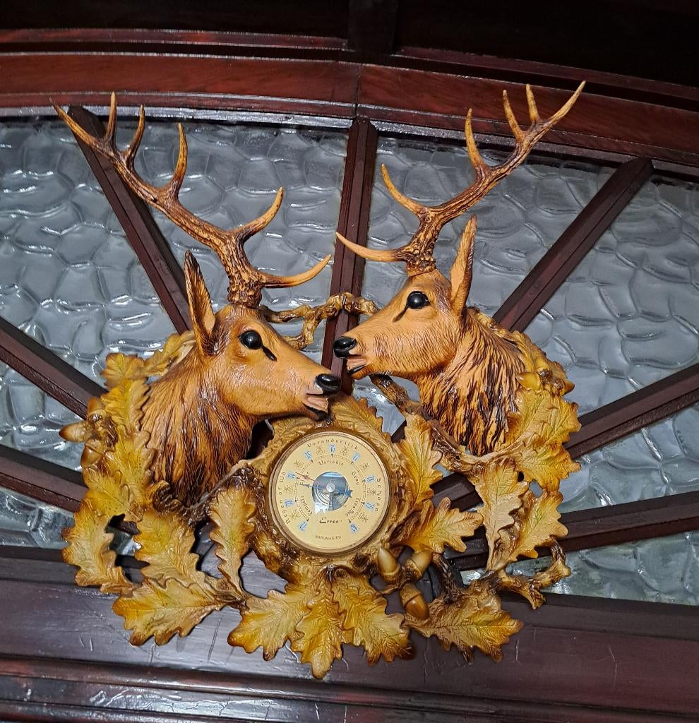 Vintage Erref France barometer hertenkopmotief, Ophalen, Gebruikt, Barometer