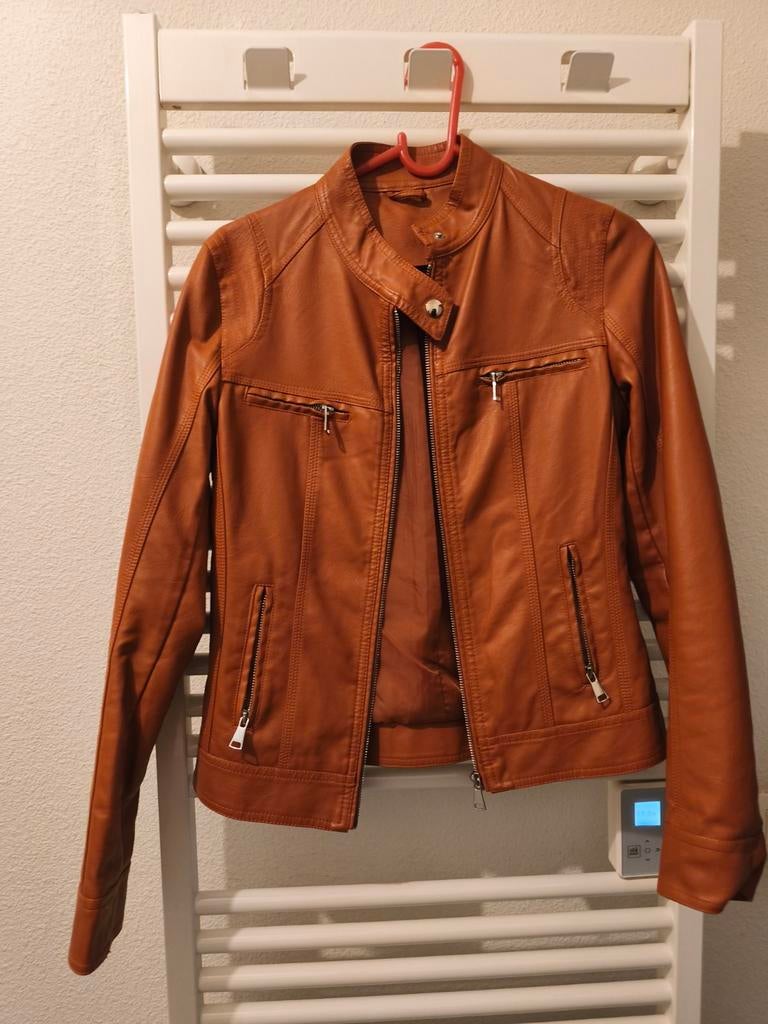 Perfecto en cuir marron en excellent état., Vintages, Autres couleurs, Taille 36 (S), Comme neuf