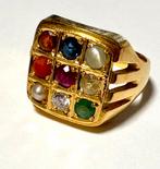 Bague en or 14k avec les 9 pierres du Navaratna indien T.58, Enlèvement, Or