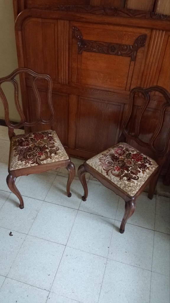 2 vintage eiken stoelen, Antiek en Kunst, Ophalen