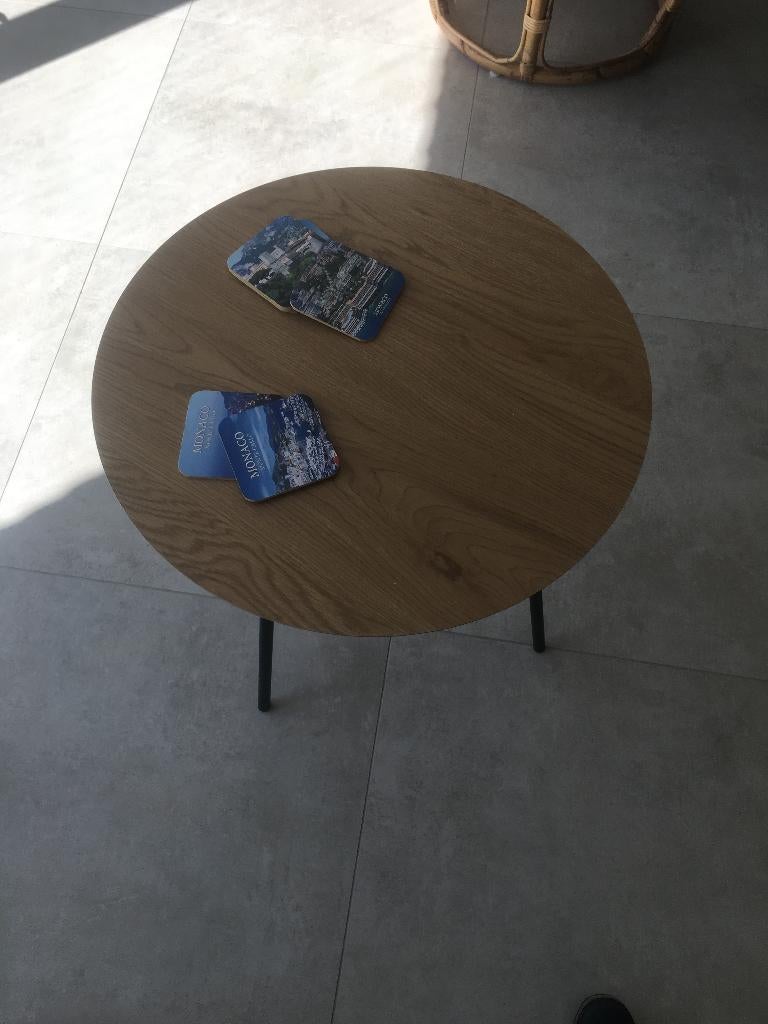 bijzet tafeltje, Huis en Inrichting, Tafels | Bijzettafels, Minder dan 55 cm, Rond, Zo goed als nieuw, Hout