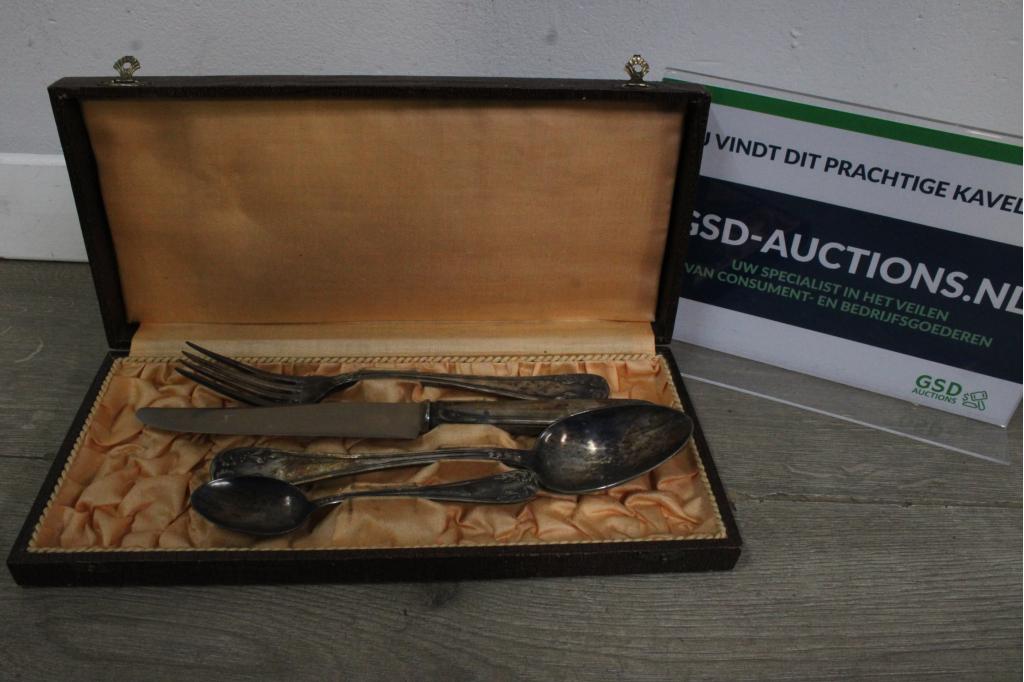4-Delig Verzilverd Bestekset, Antiquités & Art, Antiquités | Couverts