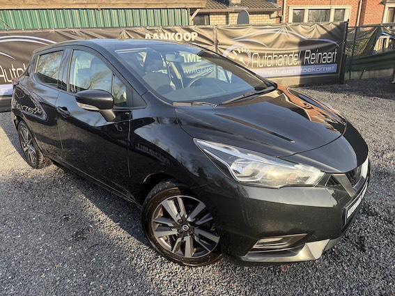 Nissan Micra 1.0i, 2018, 83.000km, Airco, CarPlay + 12m Gar, Zwart, Zwart, Onderhoudsboekje, ABS