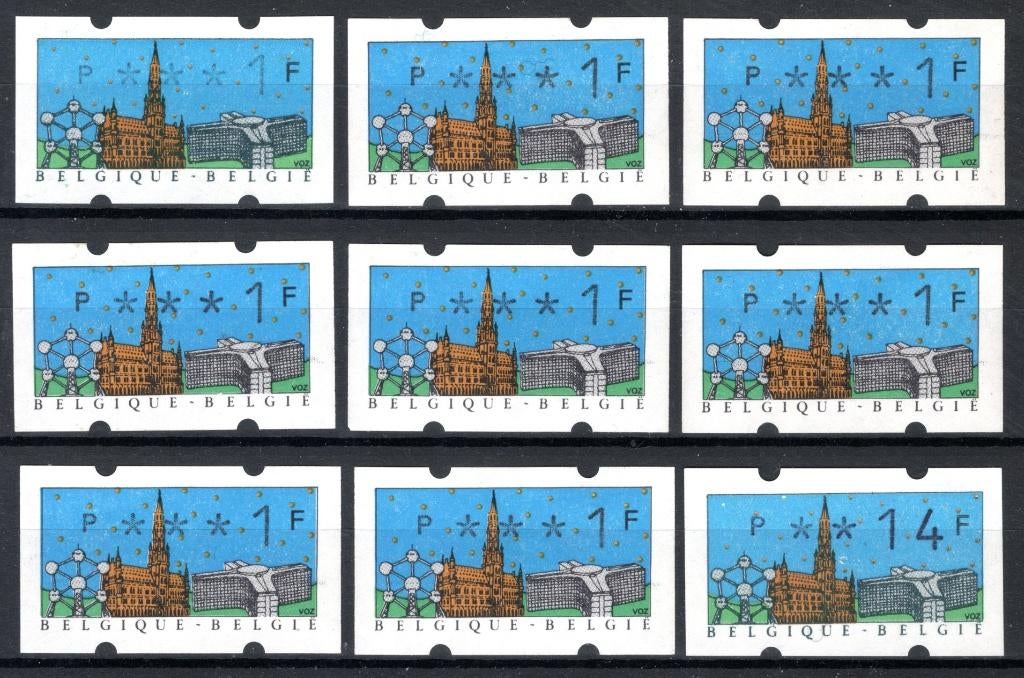 ATM 80a MNH** 1990 - Belgica '90 9 pièces, Timbres & Monnaies, Enlèvement ou Envoi, Non oblitéré, Neuf