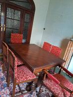 Vintage eettafel en zes stoelen, Ophalen, Gebruikt, 50 tot 100 cm, Vijf personen of meer