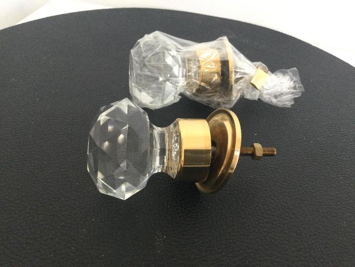 Set van 2 antiek geslepen glazen deurknoppen, Antiek en Kunst, Curiosa en Brocante, Ophalen