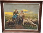 J. Denef landbouwers met hun kudde schapen, Antiek en Kunst, Kunst | Schilderijen | Klassiek, Ophalen of Verzenden