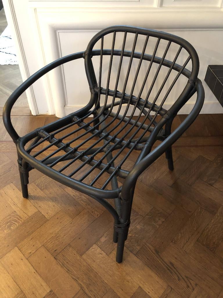 zwarte rotan zetel, Huis en Inrichting, Zetels | Zetels, Ophalen, Zo goed als nieuw, Eenpersoons, Riet of Rotan