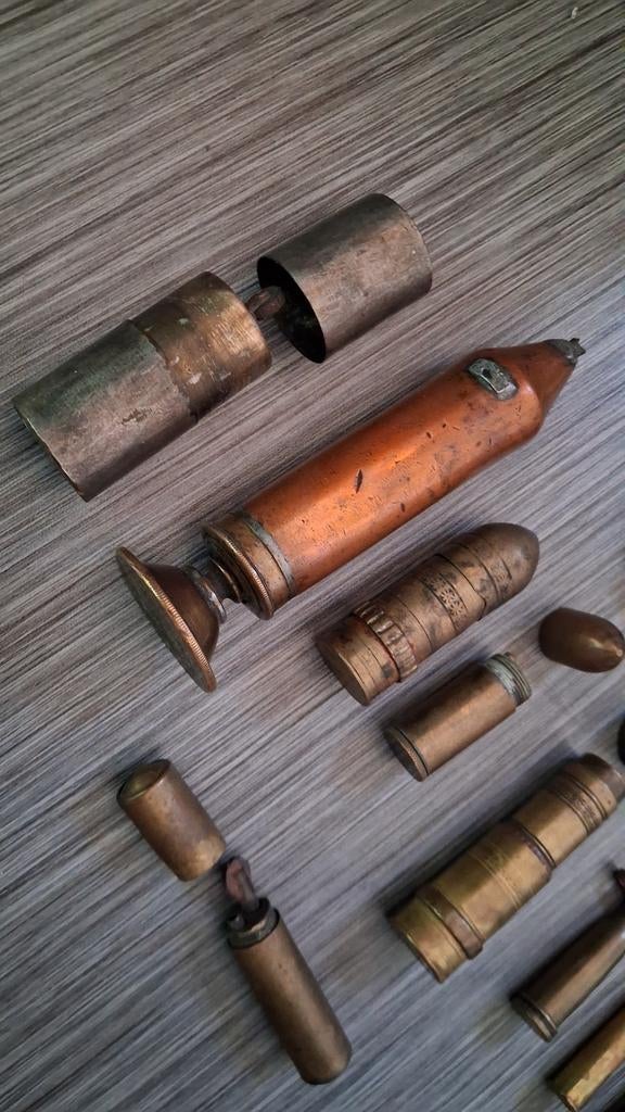 Lot art des tranchées WW1 – lampe / huilier artisanal de sol, Collections, Enlèvement ou Envoi