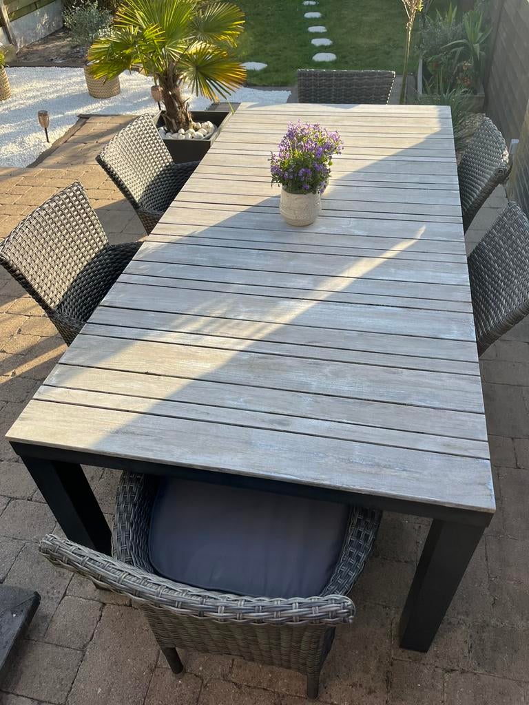 Tuintafel met 6 stoelen, Ophalen, Gebruikt, Rechthoekig