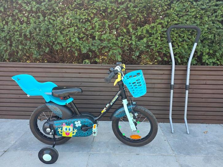 Kinderfiets 14 inch met steunwieltjes en duwstang., Fietsen en Brommers, Fietsen | Kinderfietsjes, Ophalen