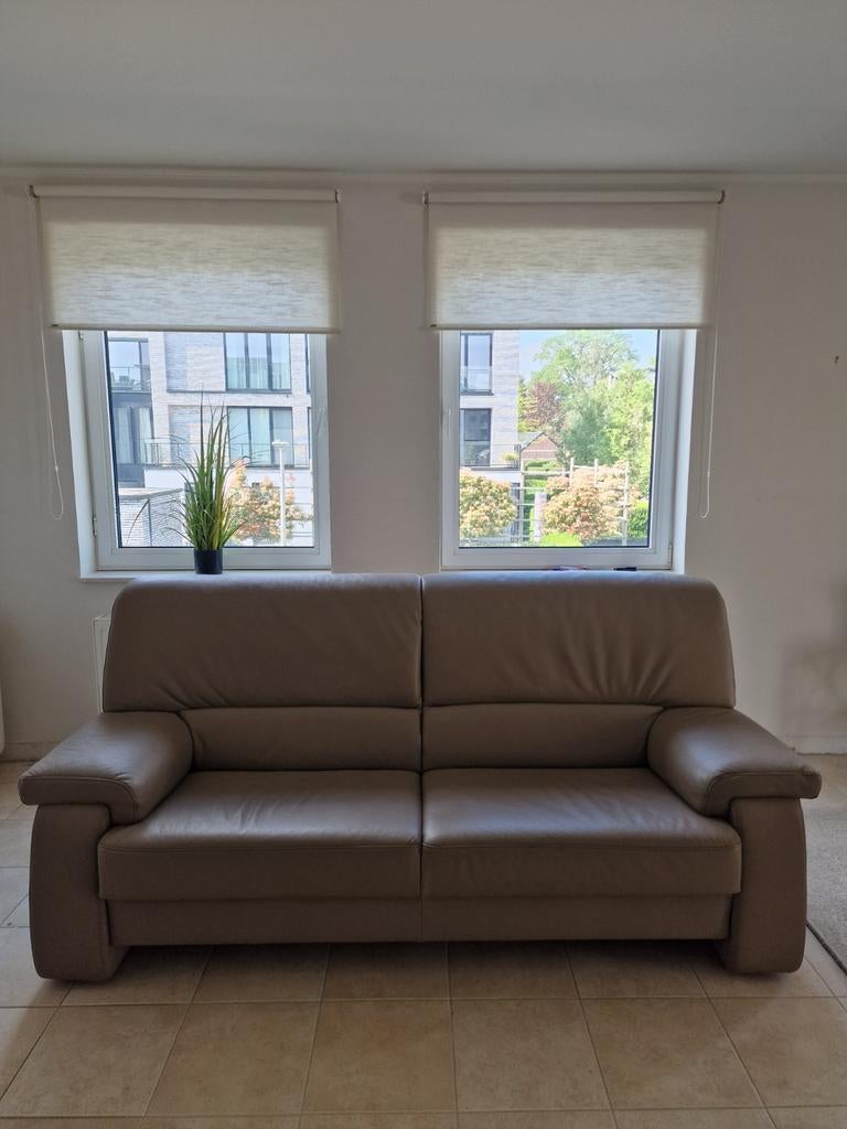 Lederen taupe 2-3 zit (200cm), Huis en Inrichting, Zetels | Zetels, Ophalen