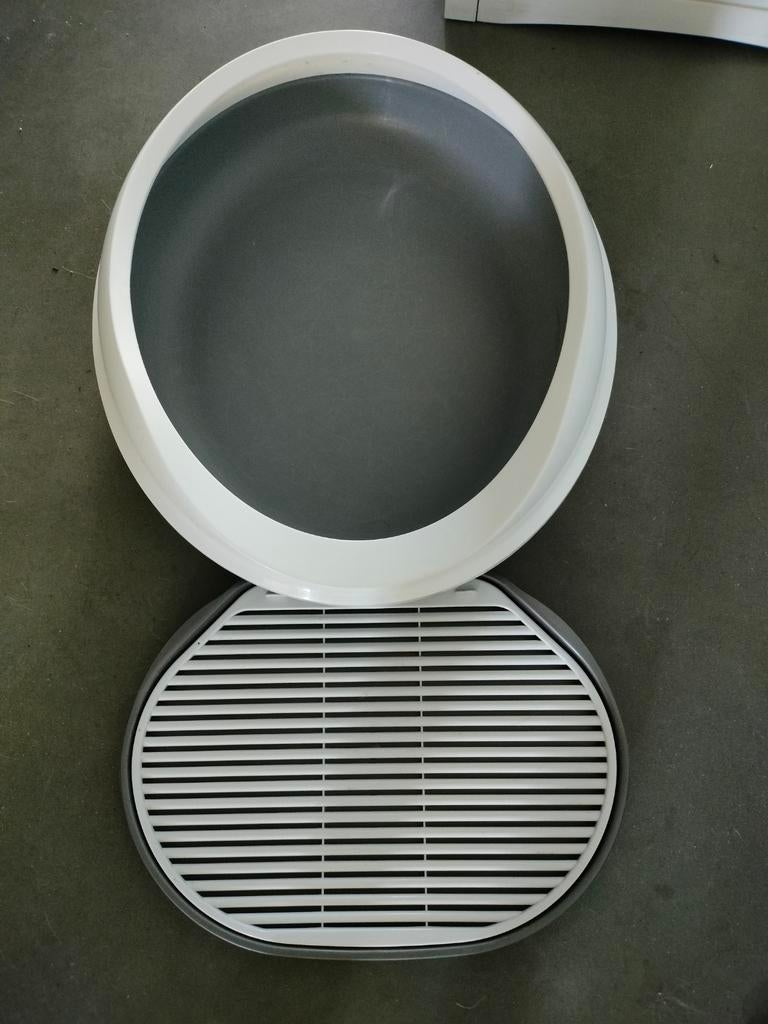 Design kattenbak wit+grijs, Dieren en Toebehoren, Kattenbakken, Ophalen