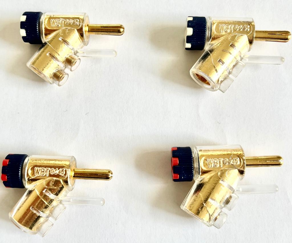 4 x WBT 0645 Banana's., Ophalen of Verzenden, Gebruikt, Luidsprekerkabel