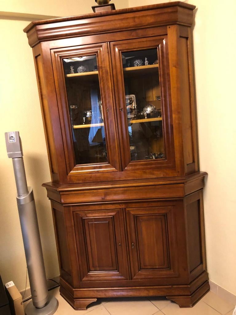 Meuble vitrine de coin en merisier, Antiquités & Art, Enlèvement