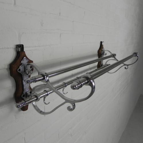 Verchroomde Art Deco wandkapstok met 6 haken, jaren 30, Antiek en Kunst, Antiek | Woonaccessoires, Verzenden