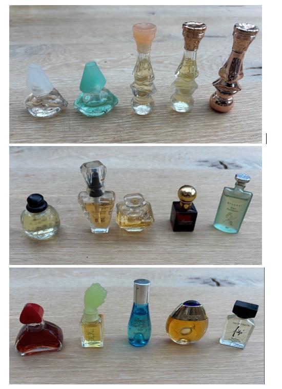 Bouteilles miniatures vintage de designers célèbres, Collections, Parfums, Comme neuf, Miniature, Plein, Enlèvement ou Envoi