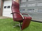 JORI Mensana relax design bordeaux leren fauteuil, Ophalen of Verzenden, Zo goed als nieuw, Metaal