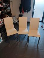 3 prima echt lederen stoelen, Ophalen of Verzenden, Zo goed als nieuw, Wit