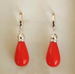 Zilveren oorbellen met rode stenen, Handtassen en Accessoires, Oorbellen, Hangers, Verzenden, Nieuw, Met edelsteen