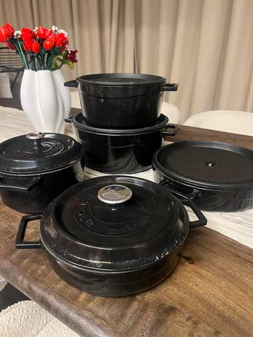 LAVA gietijzeren pannenset – zwart marmerlook (6-delig) beschikbaar voor biedingen