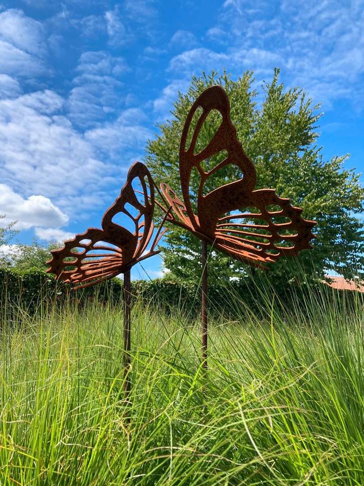 Vlinder corTenstaal  ( tuinsteker /plantensteker), Tuin en Terras, Tuinwanddecoratie, Nieuw