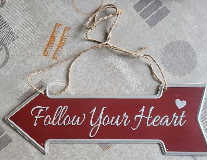 Pijl Follow Your Heart
Leuk metalen bordje, Huis en Inrichting, Woonaccessoires | Tekstborden en Spreuken, Zo goed als nieuw, Ophalen of Verzenden